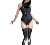 SNOMYRS Costume da ragno da donna, nero, sexy, Halloween, anime cosplay, super eroe, per adulti