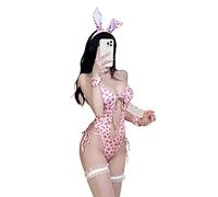 SNOMYRS Sexy Cosplay Bunny Costume Anime Rosa Coniglio Gioco di Ruolo Lingerie Per Le Donne Tuta Coniglietto Vestito Con Orecchie Di Coniglio