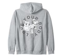 Snoopy AMA Il Tuo Corpo Invecchiamento Positivo Mente Sana Vintage Felpa con Cappuccio