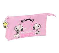 SNOOPY - Astuccio triplo, astuccio per bambini, ideale per bambini in età scolastica, comodo e versatile, qualità e resistenza, 22 x 3 x 12 cm