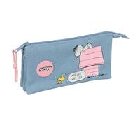SNOOPY - Astuccio triplo, astuccio per bambini, ideale per bambini in età scolastica, comodo e versatile, qualità e resistenza, 22 x 3 x 12 cm