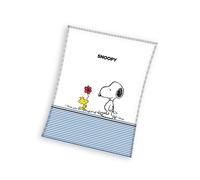 Snoopy Coperta IN Pile Morbido Velluto Feel Woodstock & Righe 100cm x 150cm