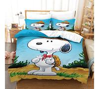 Snoopy Copripiumino in Microfibra Set Di Biancheria Da Letto, Copripiumino Stampato 3D Cartoon E Federa Cuscino, Con Chiusura A Cerniera, Copripiumino Morbido Per Ragazzi E Ragazze in Inverno King（22