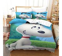 Snoopy Copripiumino in Microfibra Set Di Biancheria Da Letto, Copripiumino Stampato 3D Cartoon E Federa Cuscino, Con Chiusura A Cerniera, Copripiumino Morbido Per Ragazzi E Ragazze in Inverno Double（