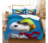 Snoopy Copripiumino in Microfibra Set Di Biancheria Da Letto, Copripiumino Stampato 3D Cartoon E Federa Cuscino, Con Chiusura A Cerniera, Copripiumino Morbido Per Ragazzi E Ragazze in Inverno Double（