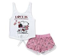Snoopy Donna Pigiama Corto (Bianco,L)