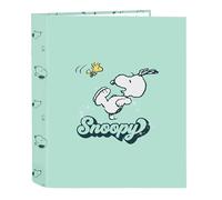 SNOOPY GROOVY - Cartellina a 4 anelli, ideale per bambini di diverse età, comoda e versatile, qualità e resistenza, 27 x 6 x 33 cm, colore verde acqua, verde acqua, Estándar, Casual