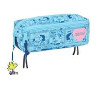 Snoopy Love - Astuccio triplo piccolo, astuccio per bambini, ideale per bambini in età scolastica, comodo e versatile, qualità e resistenza, 22 x 6 x 8,5 cm, Blu chiaro, M, Casual