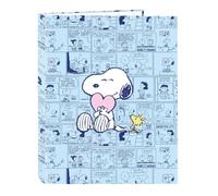 SNOOPY LOVE - Cartella con fogli 4 anelli, ideale per bambini di diverse età, comoda e versatile, qualità e resistenza, 26,5 x 33 cm, Blu chiaro, M, Casual