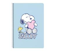 SNOOPY LOVE - Taccuino a libro 80 fogli con copertina rigida, 1design, ideale per bambini di diverse età, comodo e versatile, qualità e resistenza, 21,5 x 1 x 31 cm, Blu chiaro, M, Casual