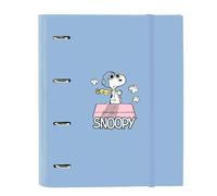 SNOOPY - Raccoglitore 4 anelli da 35 cm con 100 fogli A4, ideale per bambini di diverse età, comodo e versatile, qualità e resistenza, 27 x 3,5 x 32 cm