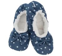 Snoozies! Ballerina da donna in denim, foderate in pile Sherpa, antiscivolo, con stampa a cuore, fiori e pois, taglie 36-40, Macchie, Large