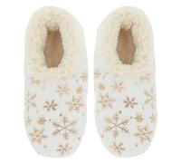Snoozies! Iconic Winter Super Soft Sherpa Fleece Womens House Slippers in verde, rosa, rosso e bianco, bianco, Small