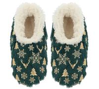 Snoozies! Iconic Winter Super Soft Sherpa Fleece Womens House Slippers in verde, rosa, rosso e bianco, Verde, Small