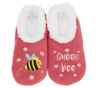 Snoozies! Pairables Bee Designs - Pantofole da donna super morbide in pile Sherpa, suola antiscivolo, taglie 36-42, Ape regina, Medium