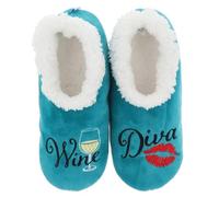 Snoozies! Pairables - Pantofole da donna in pile Sherpa, super morbide, con suola antiscivolo, colore: vino, cioccolato e altri disegni, Wine Diva, Small