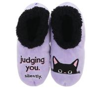Snoozies! Pairables Pantofole da donna per amanti degli animali, gatti e cani, in pile Sherpa super morbido, suola antiscivolo, taglie da 36 a 42, Giudicare il gatto, Small