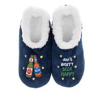 Snoozies Pairables - Pantofole da uomo super morbide in sherpa, con scritta "Beware Grumpy Old Man, Blu, Small