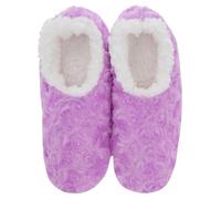 Snoozies! Roses In Bloom - Pantofole da donna in pile Sherpa super morbido, taglie 3-9, blu, blu navy, rosa e viola, Viola, Large