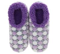 Snoozies! Spot The Dot - Pantofole da donna in pile Sherpa super morbido, taglie 3-9, blu, rosa, viola, bianco, Viola, Large