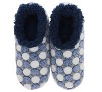 Snoozies! Spot The Dot - Pantofole da donna in pile Sherpa super morbido, taglie 3-9, blu, rosa, viola, bianco, Blu, Large