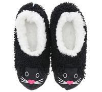 Snoozies! Whimsical Critters - Pantofole da donna in pile Sherpa super morbido, taglie 36-42, gatti, cani, rane e maiali!, Gatto, X-Large