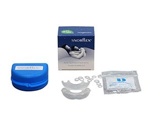 Snorflex Anti Snoring Device. 1 flexible Mouthpiece in 2 parts, with elastic bands, custom-fit, highly comfortable, developed and clinically validated by sleep specialists and dentists
