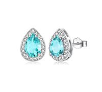 SNORSO Orecchini in argento per donna e ragazza, con zirconi cubici, quadrati, rettangolari, cuori, gocce d'acqua/rotondi, orecchini colorati in pietra di nascita, regalo di compleanno e matrimonio