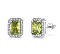 SNORSO Orecchini in argento per donna e ragazza, con zirconi cubici, quadrati, rettangolari, cuori, gocce d'acqua/rotondi, orecchini colorati in pietra di nascita, regalo di compleanno e matrimonio