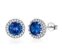 SNORSO Orecchini in argento per donna e ragazza, con zirconi cubici, quadrati, rettangolari, cuori, gocce d'acqua/rotondi, orecchini colorati in pietra di nascita, regalo di compleanno e matrimonio