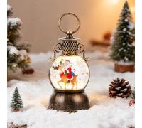 Snorthy Globo di neve di Natale con musica, USB e lanterne d'acqua alimentate a batteria Glitter LED Lanterna a globo di neve Decorazioni natalizie vintage Regali per la casa (Babbo Natale a cavallo)