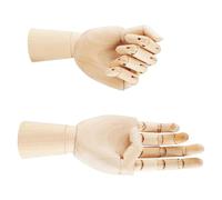 Snorvixre 2 modelli a mano mobili in legno per studenti d'arte, articolazioni anatomicamente corrette, mano sinistra e destra, strumento di riferimento per disegno, coppia di mani sinistra e destra