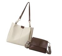 Snorvixre Borsa a tracolla in 2 pezzi, sottile, antifurto che blocca più tasche, comoda tracolla per esplorazioni in città o shopping Pu, bianco