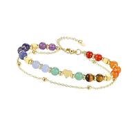 Snorvixre Bracciale a doppio petto a forma di cuore, con pietre e pietre mutevoli, gioiello con gemma naturale, delicato regalo per le donne, delicato piano in pietra, Taglia unica, come descritto