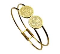 Snorvixre Bracciale in acciaio inox con medaglioni rotondi religiosi che simboleggiano la fede e la forza interiore, Taglia unica, come descritto