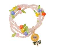 Snorvixre Elegante braccialetto di perle con composizione floreale in lega di resina per donne e ragazze, vacanze primaverili, gioielli quotidiani, idee regalo, cinturino leggero e alla moda per tutti