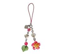 Snorvixre Elegante catena telefonica, simpatico cordino per telefono, ciondolo a forma di cuore con plumeria e nappe, struttura in lega per donne, nappe plumeria, ornamento a cuore, Einheitsgröße