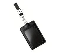Snorvixre Elegante porta carte di credito in pelle PU con porta custodia trasparente per l'accesso al posto di lavoro e protezione d'identità, Nero , A