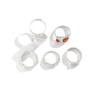 Snorvixre Elegante set di anelli floreali con perline, portatile per impilare e realizzare pezzi di dichiarazione in qualsiasi abbigliamento, abbigliamento casual, anelli in lega