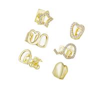 Snorvixre Ornamento dentale in rame Grillzs con design cavo, accessorio dentale, struttura in metallo, adatto per feste, set per adulti e bambini, A, come descritto, come descritto
