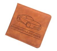 Snorvixre Pu per auto di immatricolazione e carte di assicurazione, porta documenti per licenze di carte con chiusura magnetica per patenti di guida, organizer per vano portaoggetti, marrone