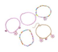 Snorvixre Set di 5 braccialetti di perle colorate, eleganti e regolabili, adatti per abiti alla moda, bracciali unici con perle, Einheitsgröße, come descritto