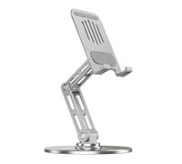 Snorvixre Supporto pieghevole in lega di alluminio con rotazione a 360° e base per tablet e telefoni Supporto ergonomico pieghevole con rotazione tripla