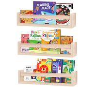 Snovire Set di 3 mensole per libri per bambini, 41,9 cm, da parete, per bambini, decorazione per la cameretta dei bambini, portaspezie in legno, mensola galleggiante per camera dei bambini, cucina
