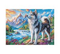 Snow Alaskan Malamute Rompicapo 500 Pezzi Lago Di Como Per Adulti Frost Peak Brook Cartone Opaco Incastro Perfetto Per Regalo Di Compleanno Da Passatempo Qualità Premium 500 PCS