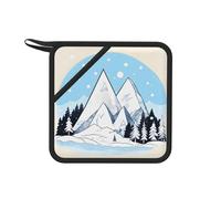 Snow-Capped Mountains 1 pz tappetino quadrato in silicone anti-scottatura - 18 cm tappetino isolante multifunzionale, adatto per cucinare, barbecue, tè, ecc.