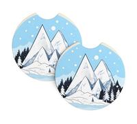 Snow-Capped Mountains Printing Sottobicchieri Autos 2 Pezzi Antiscivolo Sottobicchieris Sottobicchiere Per Auto Interno Camion Suv 6.9Cm