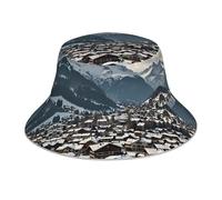 Snow-Capped Mountains stampato double-face cappello pescatore unisex outdoor alpinismo cappello da sole pieghevole viaggio spiaggia pesca cappello da sole