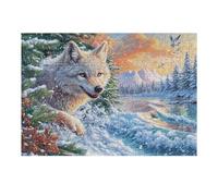 Snow Cedar Stream Wolf Puzzle 300 Pezzi Raffaello Per Collezionisti Cartone Di Alta Qualità Opere Rinascimentali Per Decorazione Ufficio Da Passatempo Qualità Premium 300 PCS