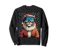 Snow Christmas Bobcat Santa in Ski Goggles Sciatore Snowboarder Felpa